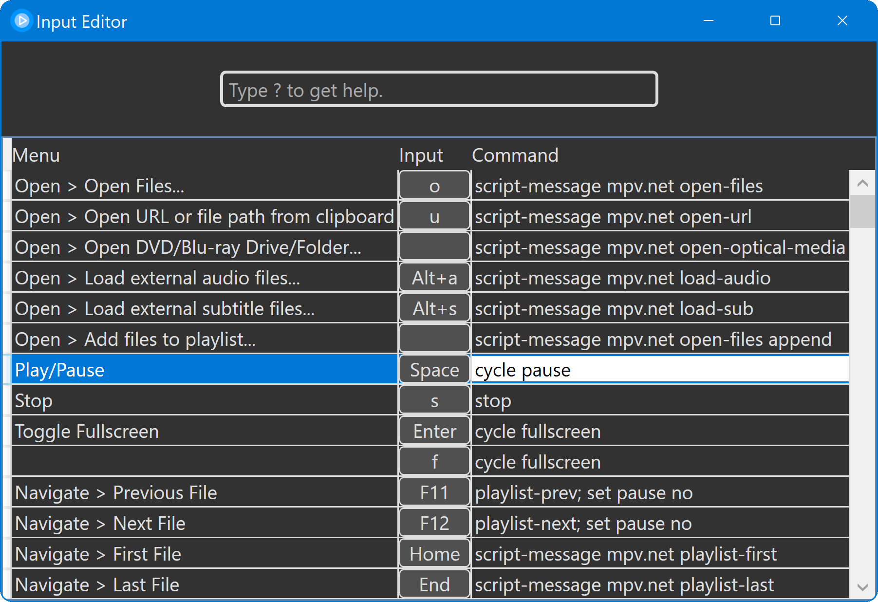 Input Editor