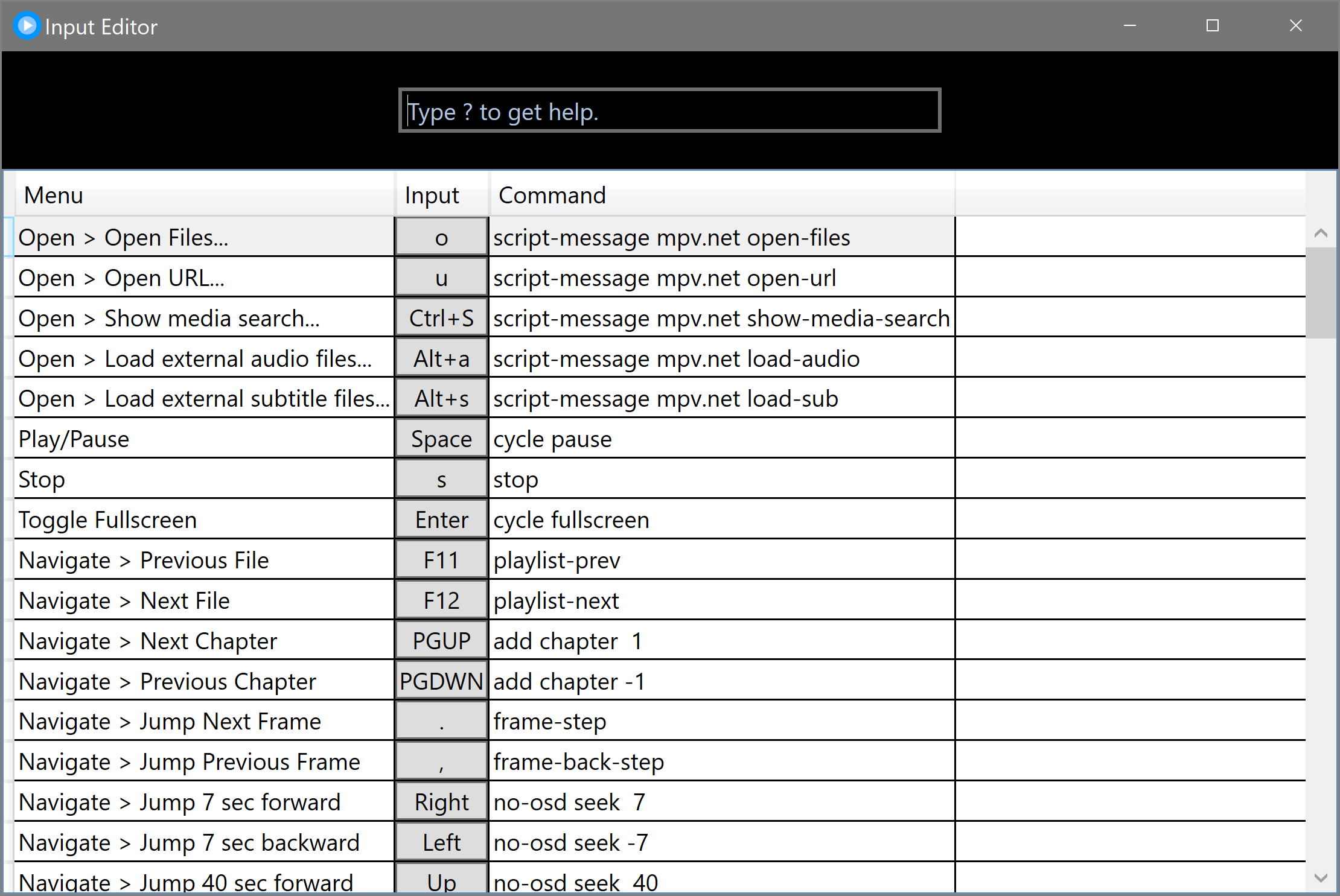 Input Editor